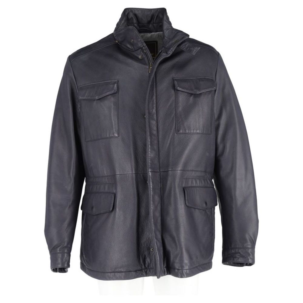 Loro Piana Jacket in Navy Blue Leather - Picture 4 of 6